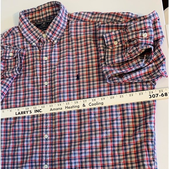 RALPH LAUREN SPORT LG BUTTON DOWN LONG SLEEVE CHECKERED SHIRT - Picture 5 of 5